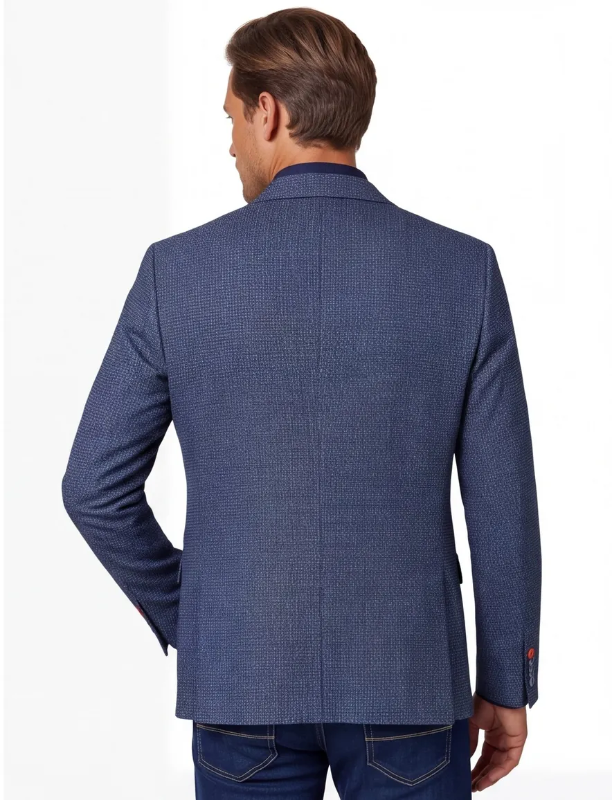 A Fish Named Fred colbert blauw gemêleerd wol slim fit