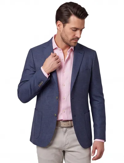 Dressler Dressler colbert donkerblauw gemêleerd slim fit