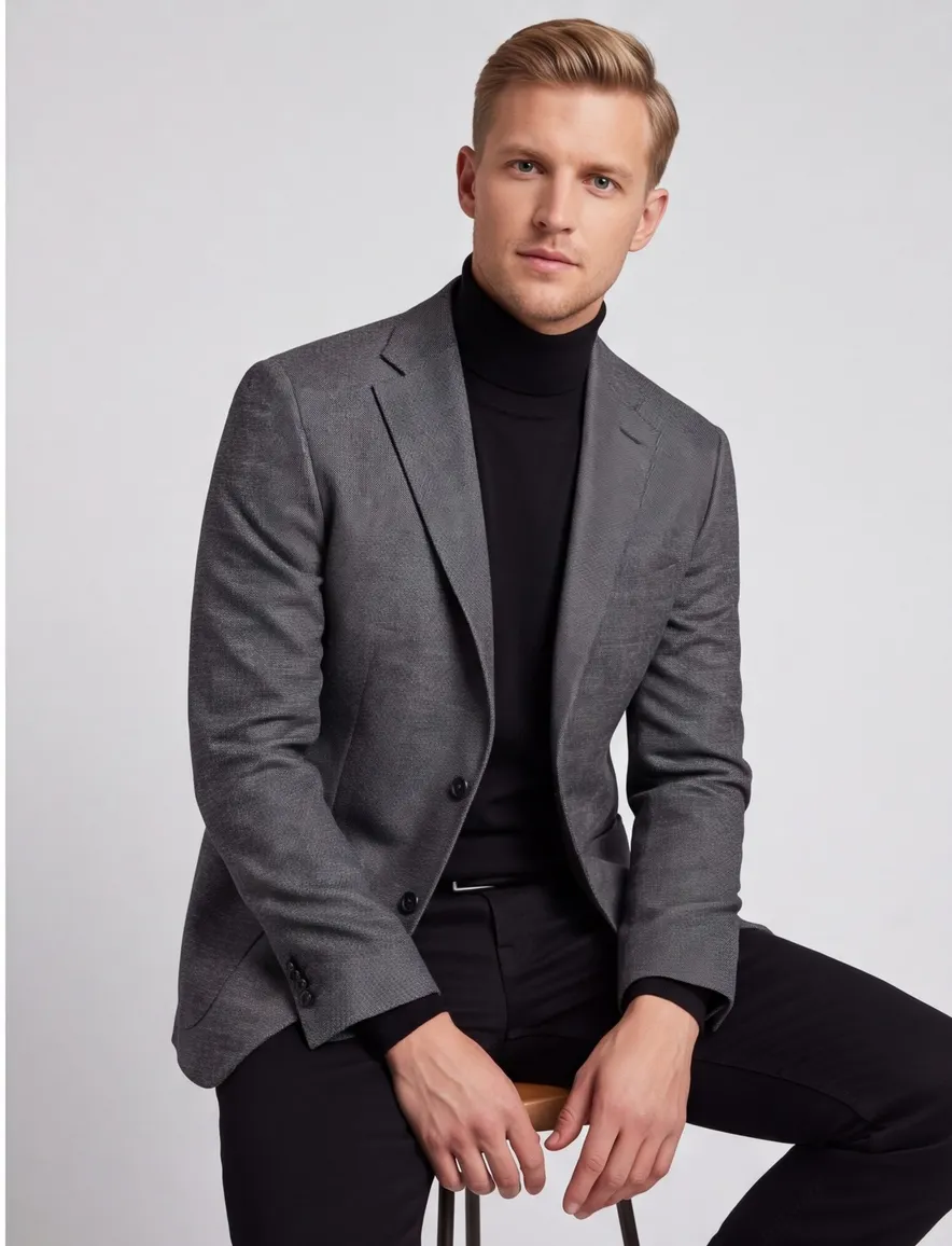 Dressler colbert wol normale fit antraciet