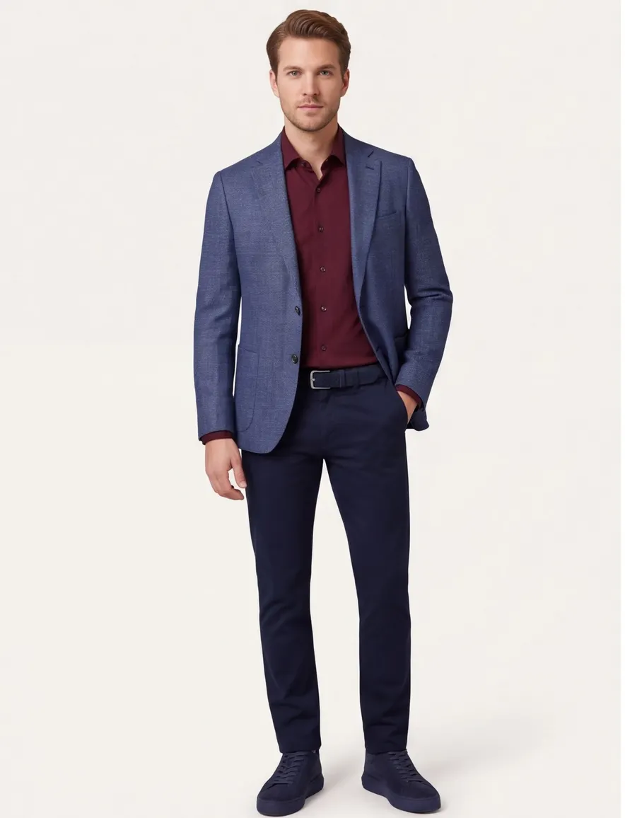 Dressler colbert blauw wol normale fit