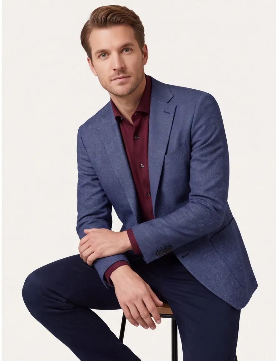 Dressler colbert blauw wol normale fit