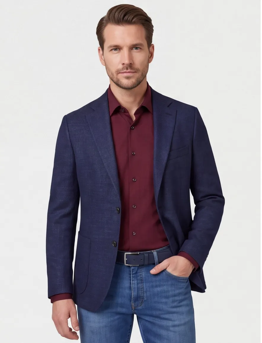 Dressler colbert donkerblauw effen wol slim fit