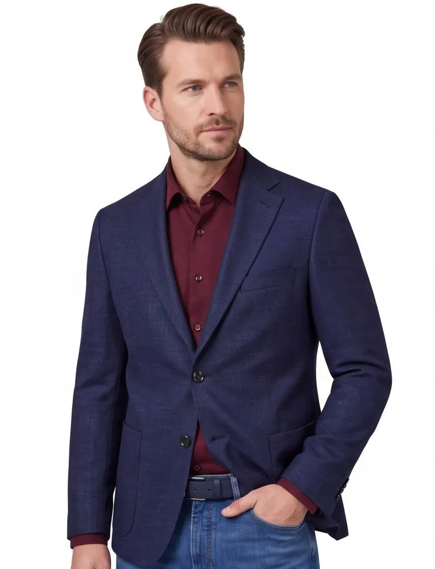 Dressler colbert donkerblauw effen wol slim fit