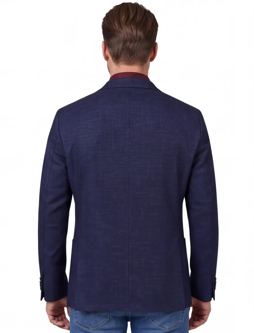Dressler colbert donkerblauw effen wol slim fit