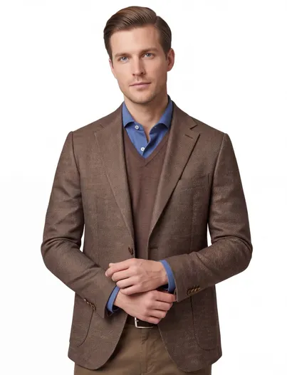 Dressler Dressler colbert bruin wol shaped fit