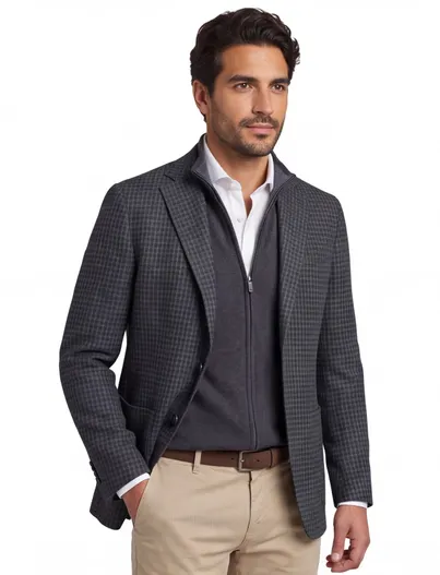 Dressler Eduard Dressler wollen colbert donkergroen shaped fit
