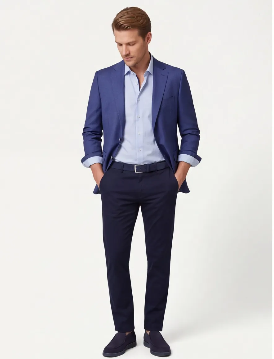 Dressler colbert blauw effen wol slim fit