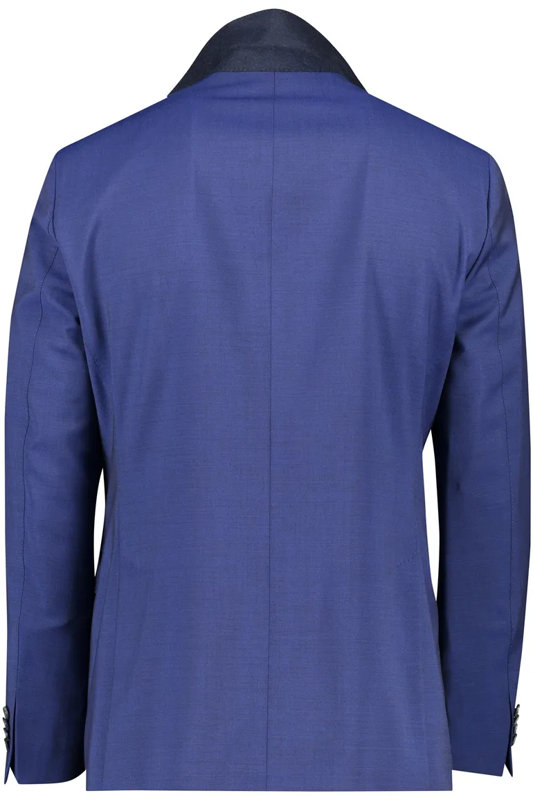 Dressler colbert blauw effen wol slim fit