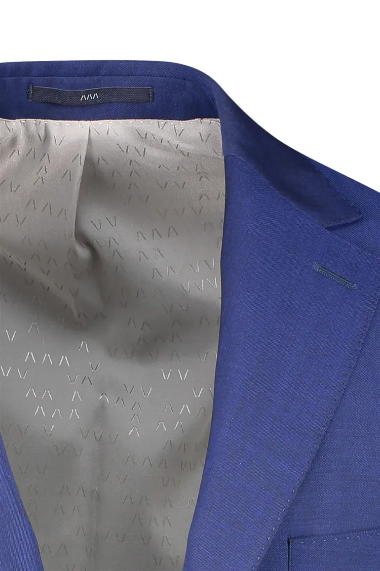 Dressler colbert blauw effen wol slim fit