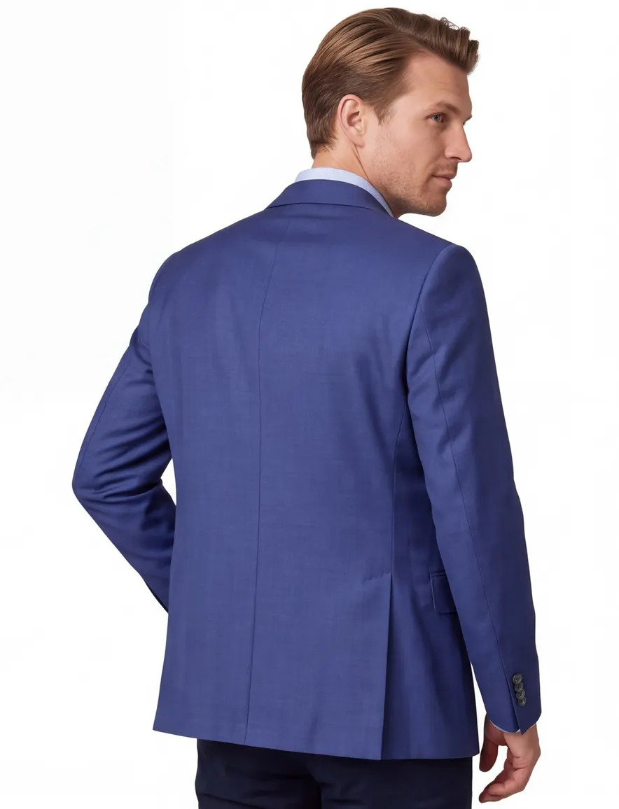 Dressler colbert blauw effen wol slim fit