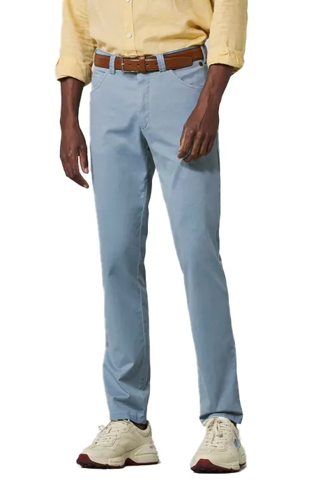 Meyer broek chino Dublin blauw effen katoen