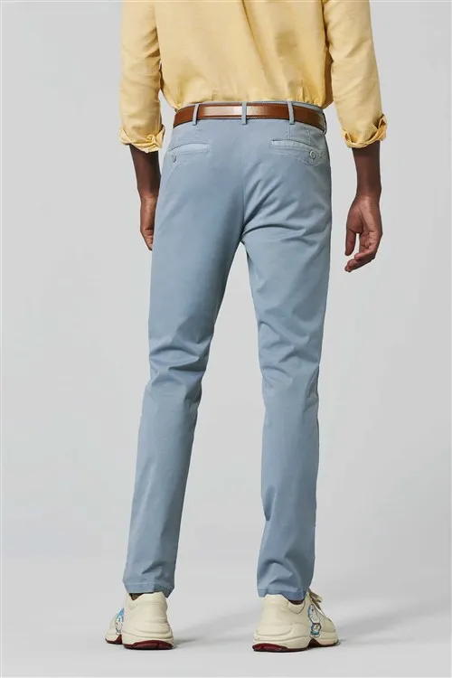Meyer broek chino Dublin blauw effen katoen