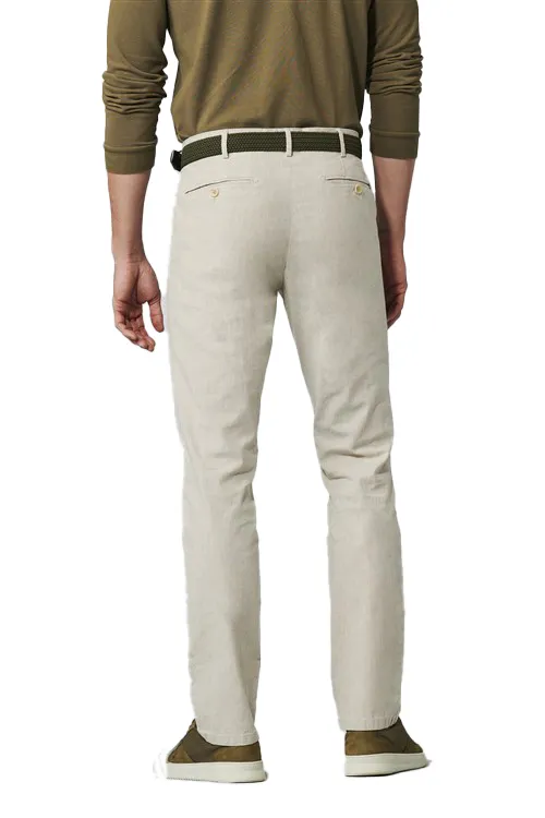 Meyer chino broek Bonn beige effen linnen