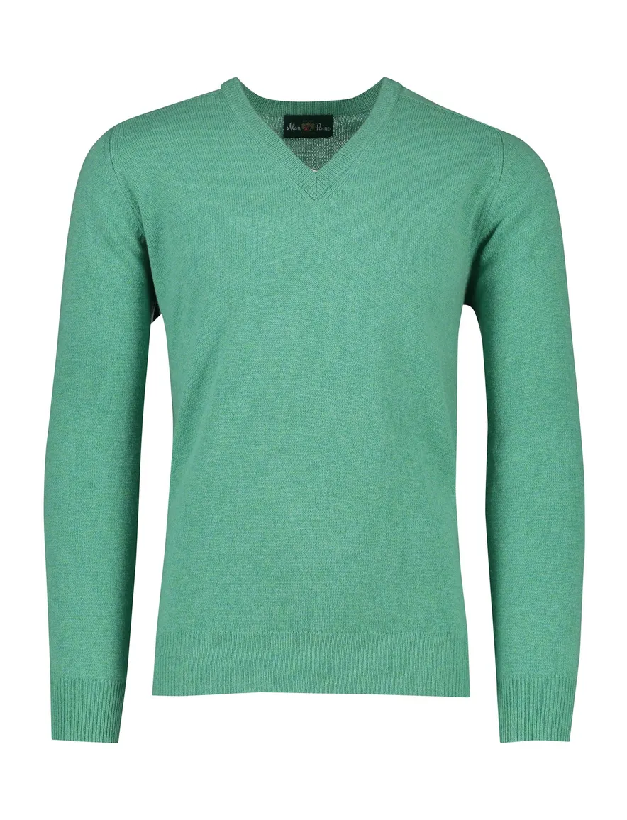 Alan Paine trui v-hals groen lamswol