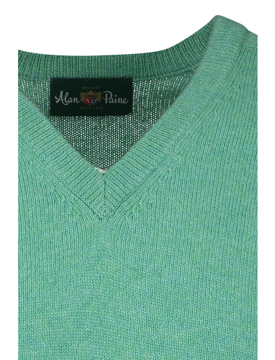 Alan Paine trui v-hals groen lamswol