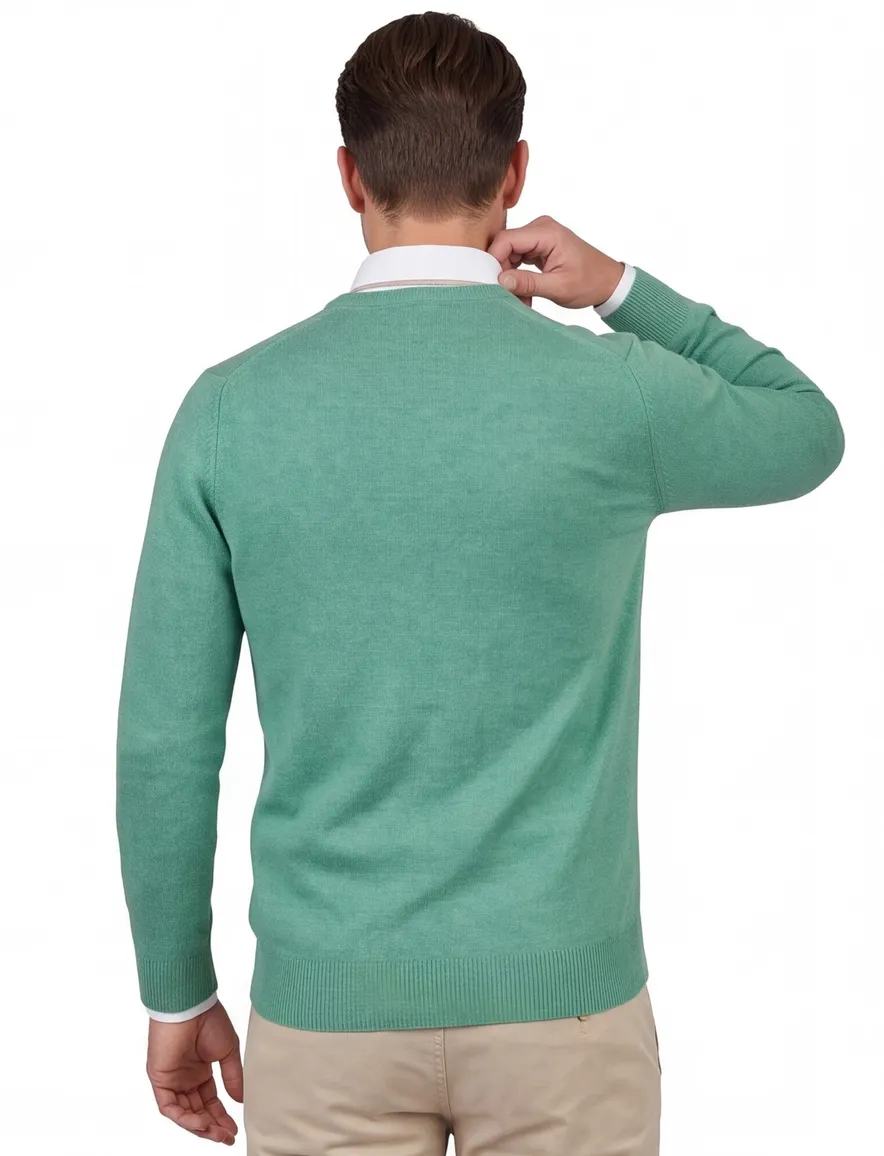 Alan Paine trui v-hals groen lamswol