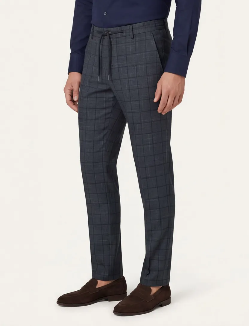 Blue Industry pantalon mix en match navy geruit