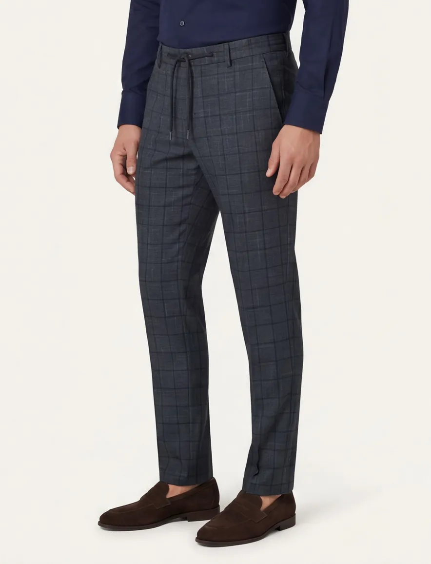 Slim fit Blue Industry pantalon mix en match donkerblauw geruit