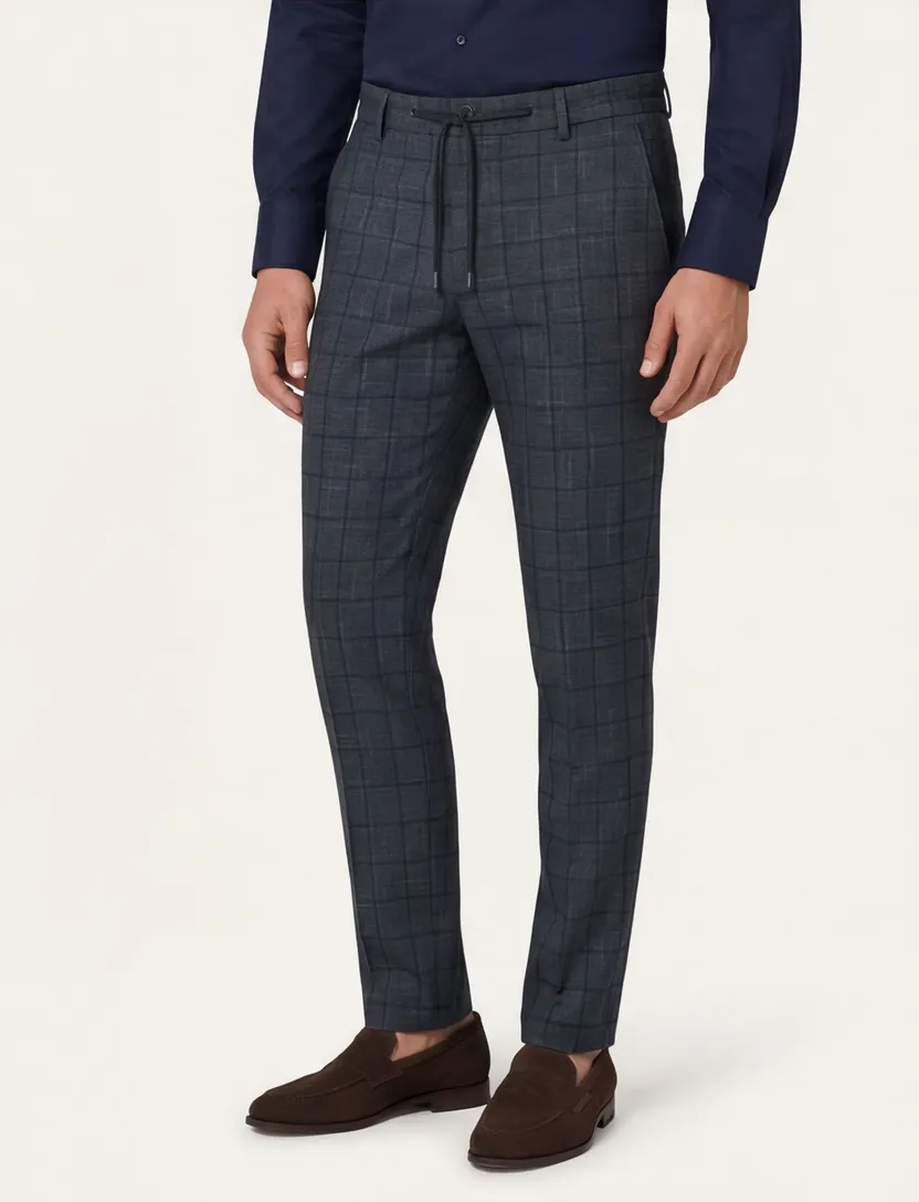 Blue Industry pantalon mix en match navy geruit