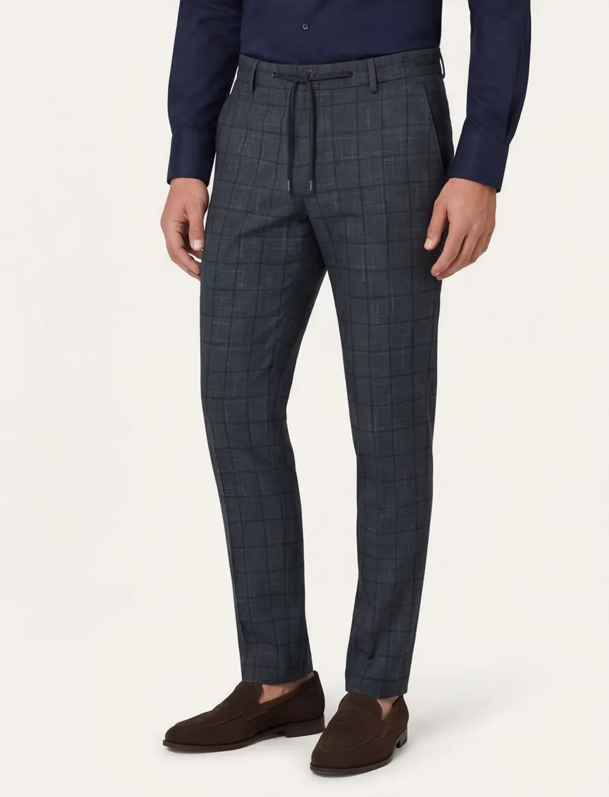 Slim fit Blue Industry pantalon mix en match donkerblauw geruit