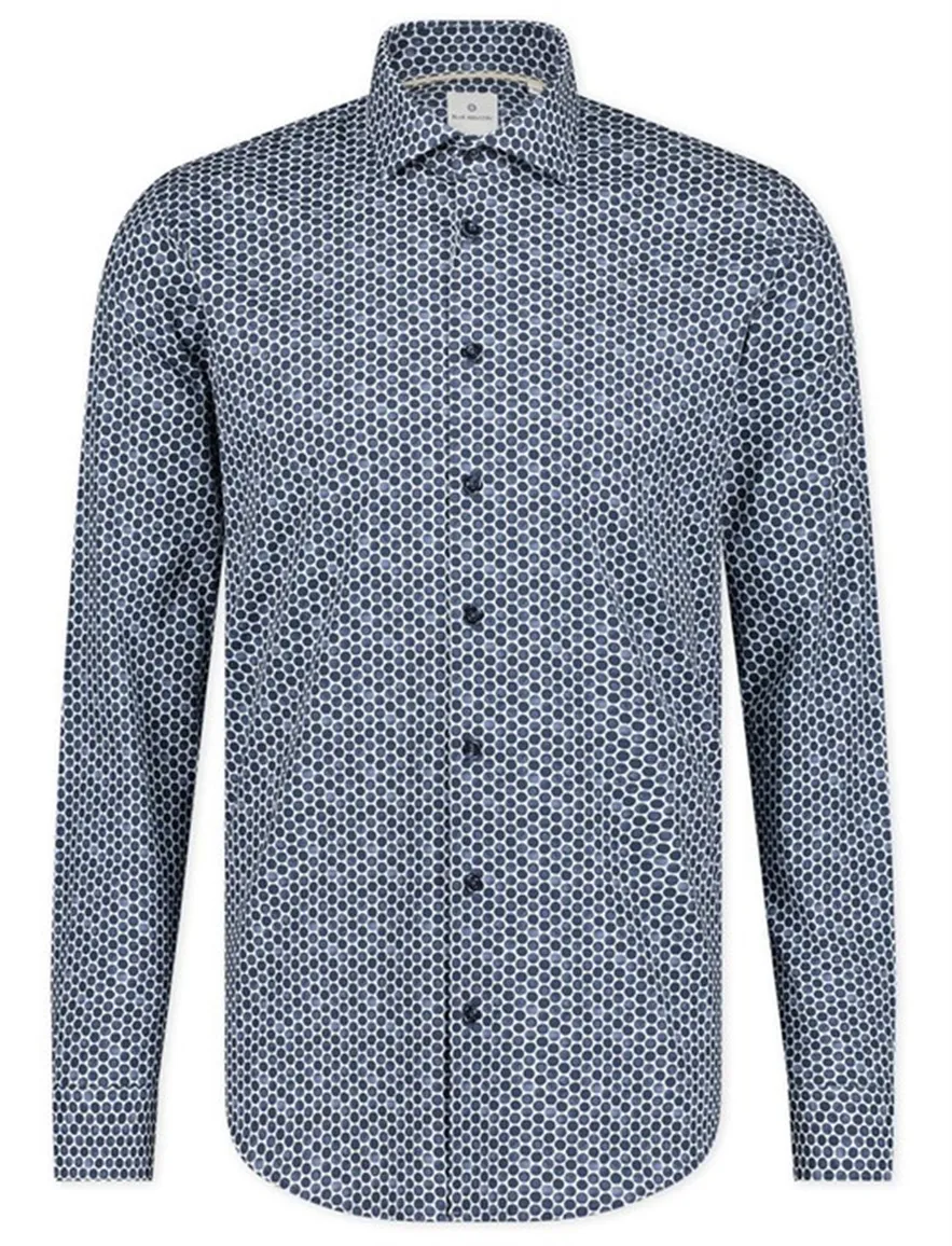Katoenen Blue Industry casual overhemd slim fit blauw print
