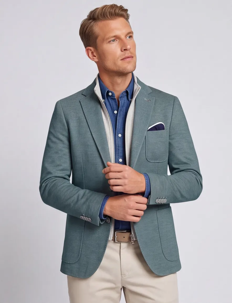 turquoise uni Blue Industry colbert slim fit