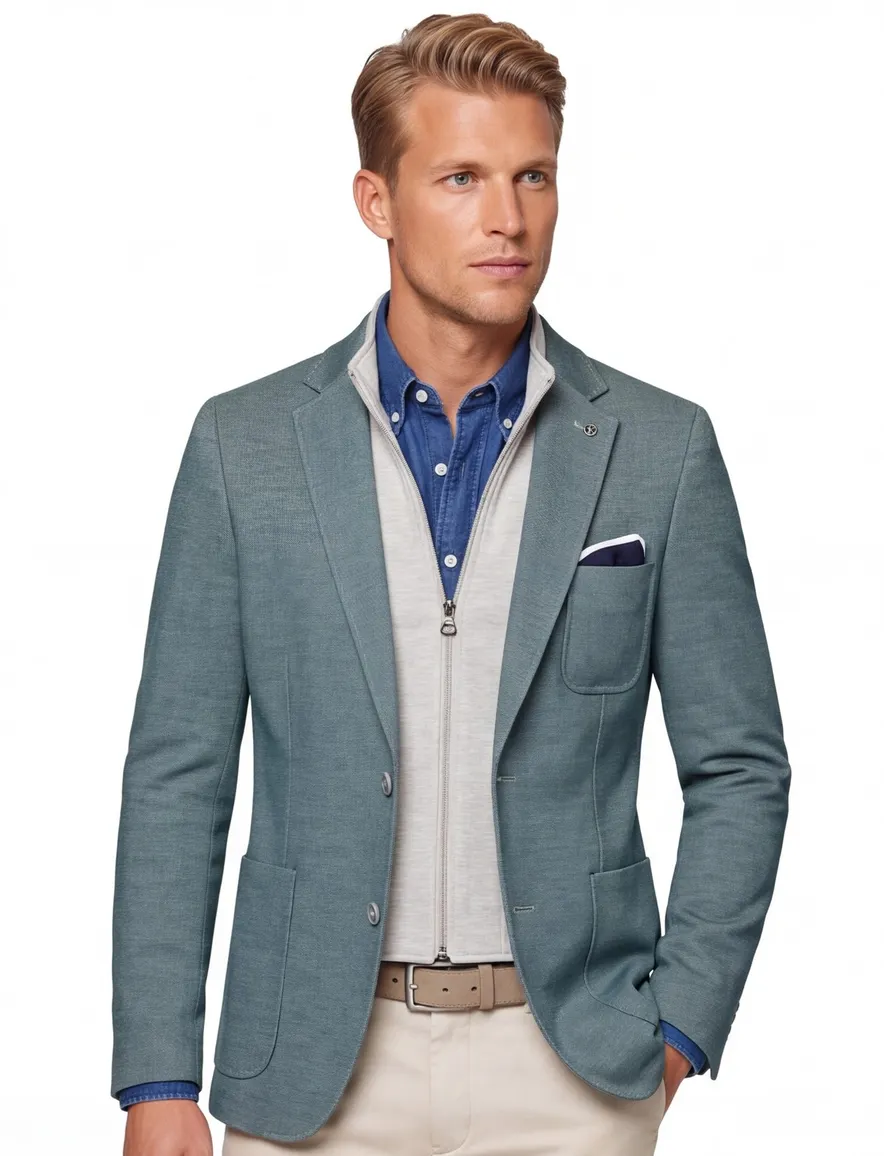 turquoise uni Blue Industry colbert slim fit