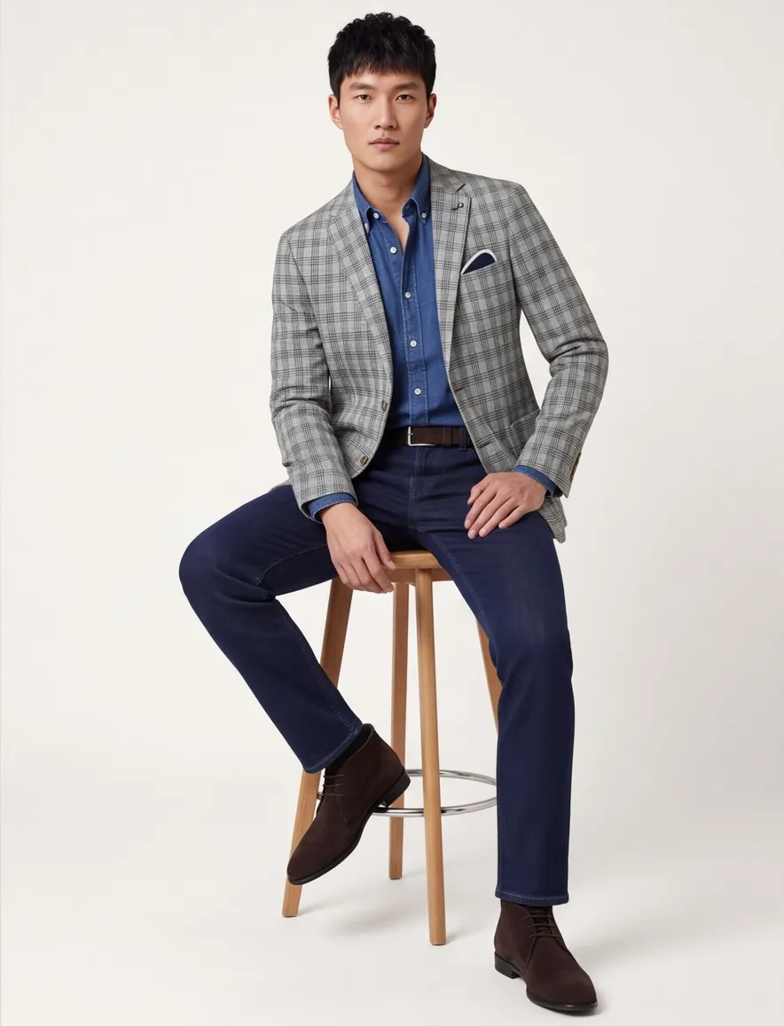Groen geruit Blue Industry colbert mix & match slim fit