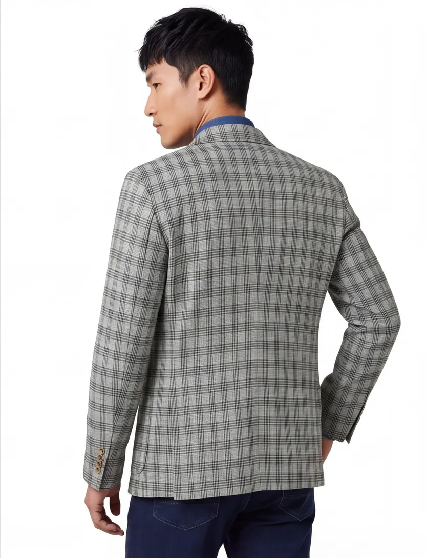 Slim fit Blue Industry colbert mix & match groen geruit