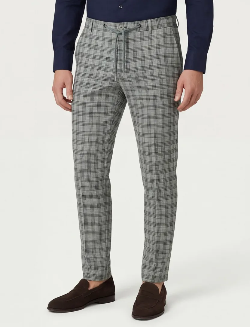 Blue Industry chino mix en match groen ruit slim fit