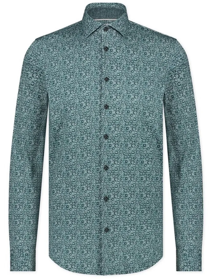Slim fit Blue Industry casual overhemd turquoise geprint katoen