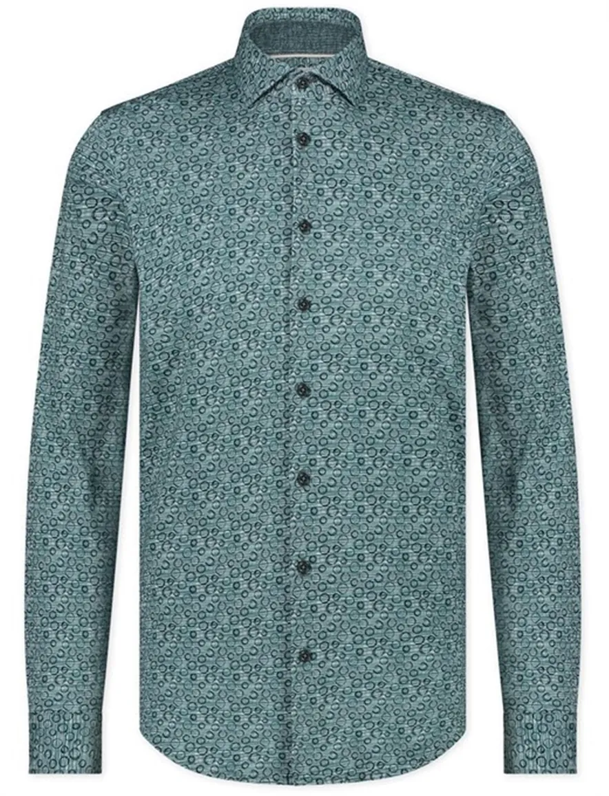 Turquoise Blue Industry casual overhemd slim fit geprint katoen