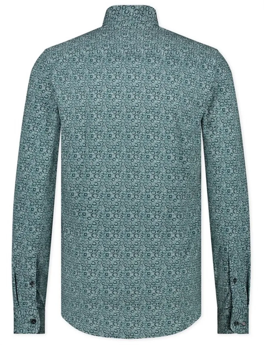 Turquoise Blue Industry casual overhemd slim fit geprint katoen