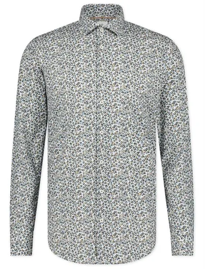 Blue Industry Blue Industry casual overhemd slim fit groen met print katoen