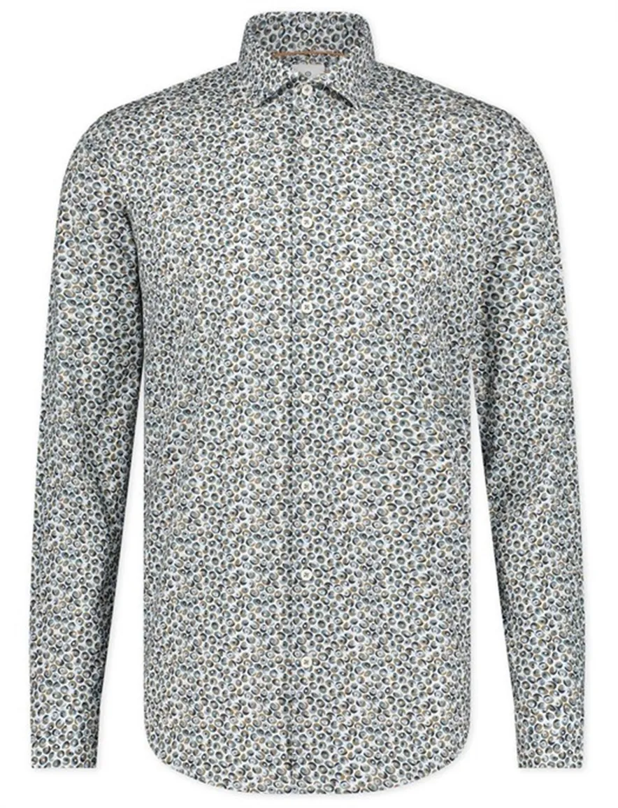 Blue Industry casual overhemd slim fit groen met print katoen