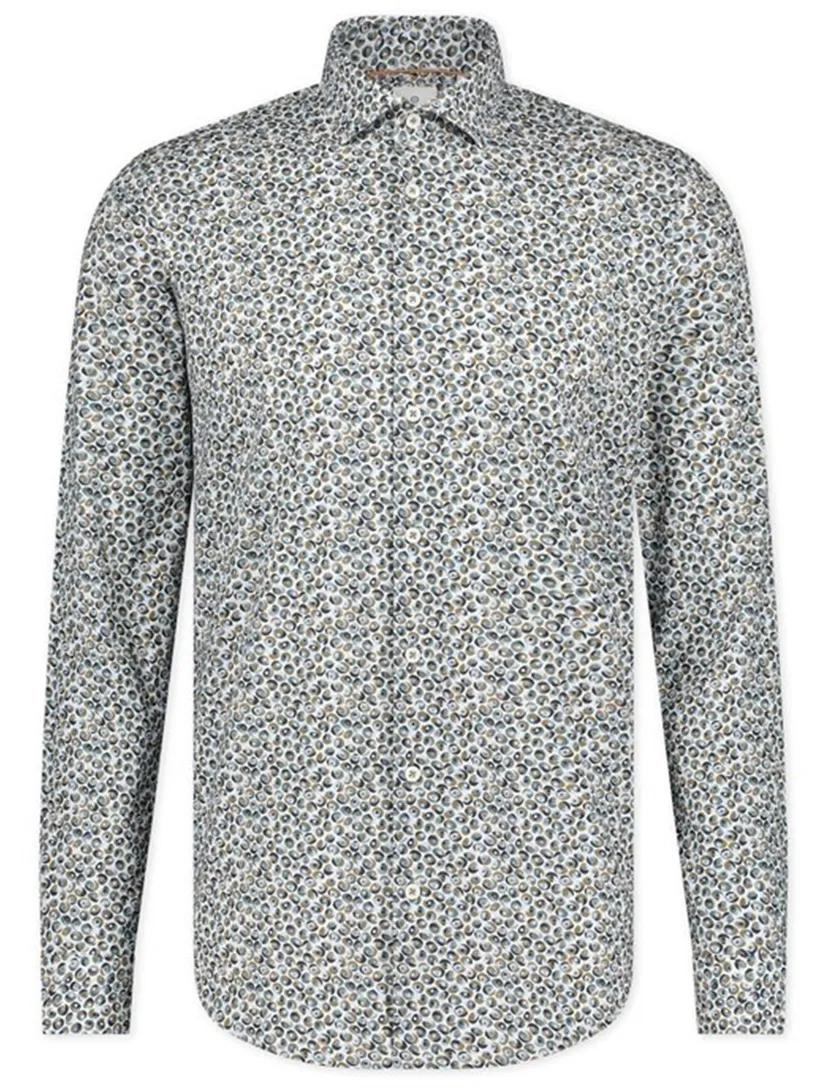 Casual katoenen Blue Industry overhemd slim fit groen geprint