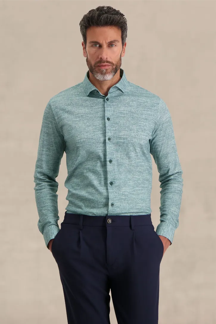 Casual Blue Industry overhemd slim fit turquoise effen katoen