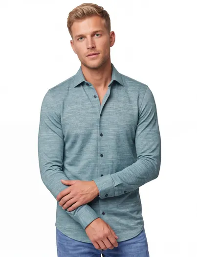 Blue Industry Casual Blue Industry overhemd slim fit turquoise effen katoen