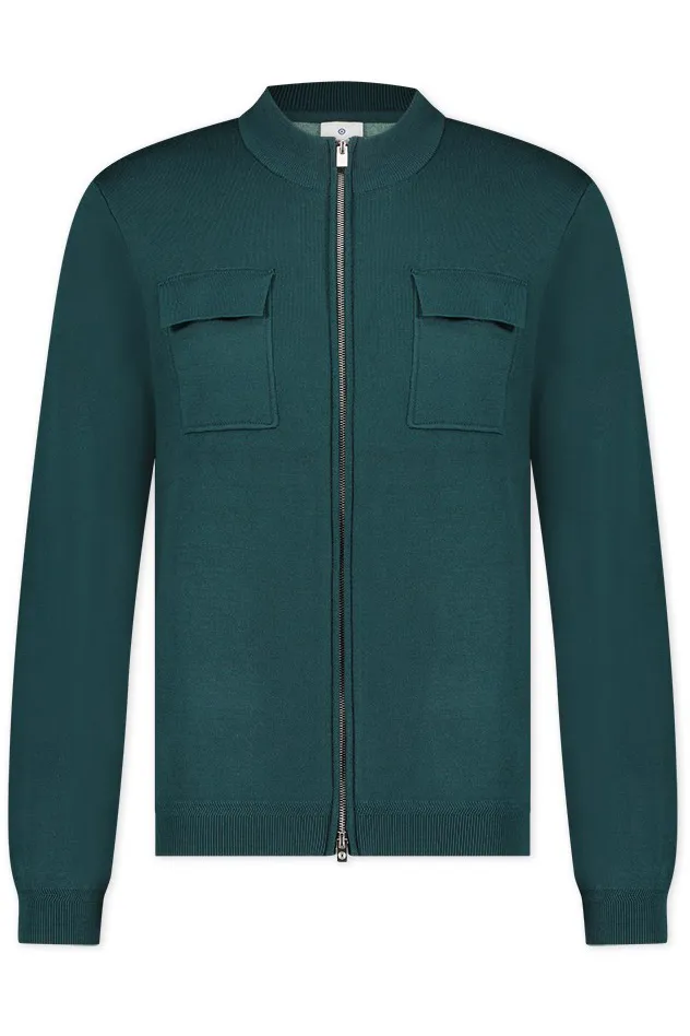 Blue Industry vest opstaande kraag groen effen