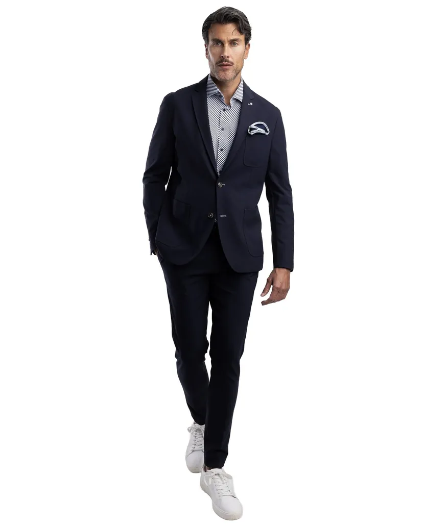 Blue Industry katoenen broek donkerblauw effen