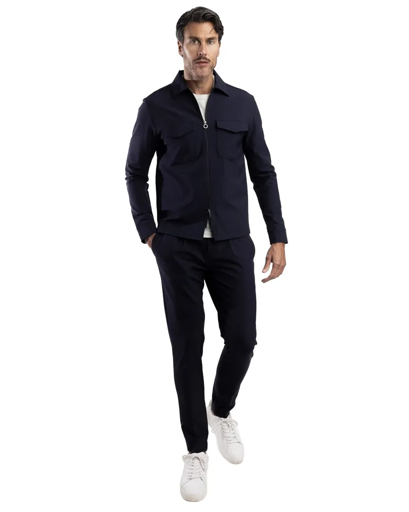 Blue Industry katoenen broek donkerblauw effen