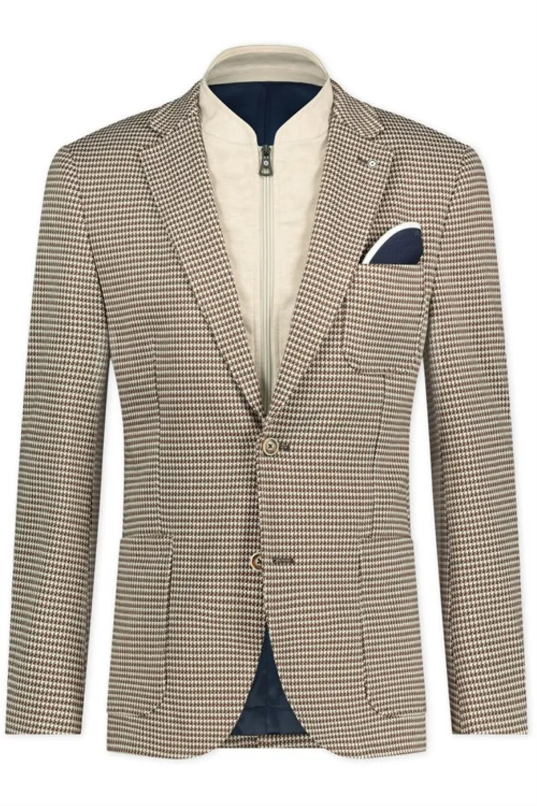 Blue Industry colbert beige gemêleerd slim fit