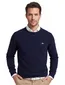 Gant gebreide trui donkerblauw effen lamswol ronde hals