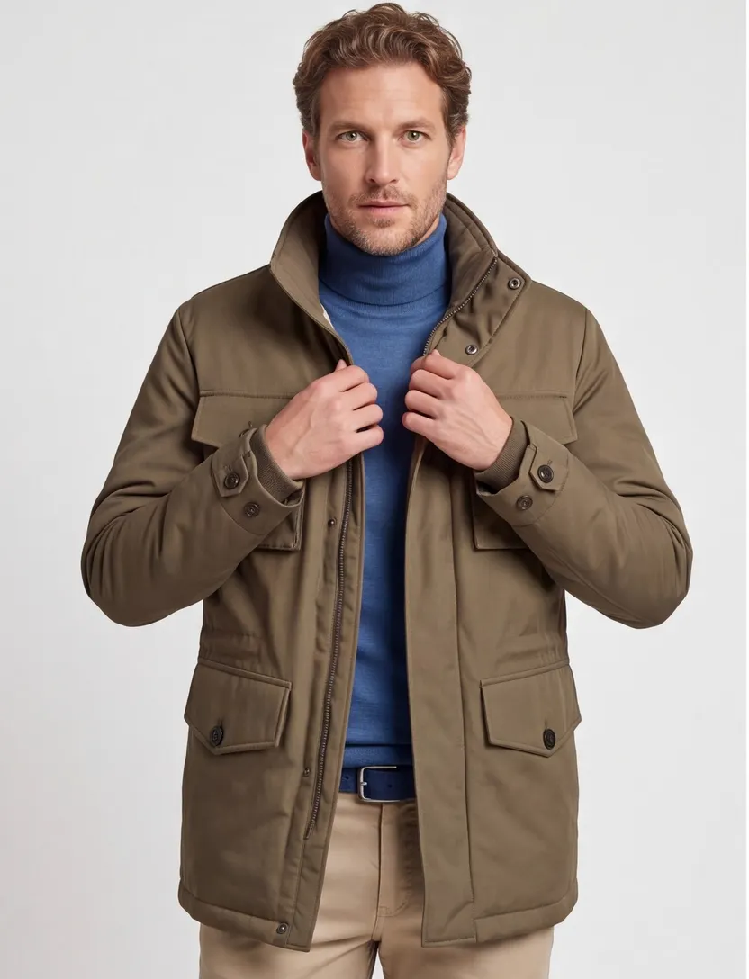 Gant winterjas camel effen rits + knoop normale fit dubbele borstzak