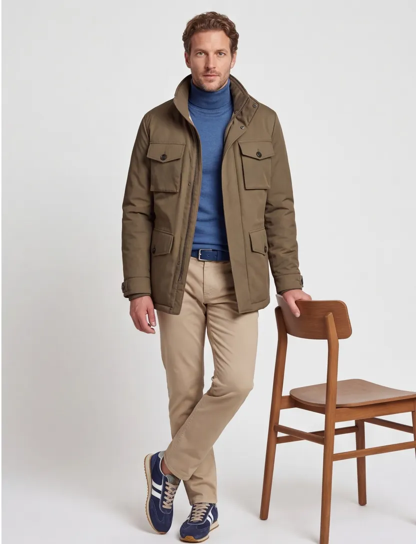 Gant winterjas camel effen rits + knoop normale fit dubbele borstzak