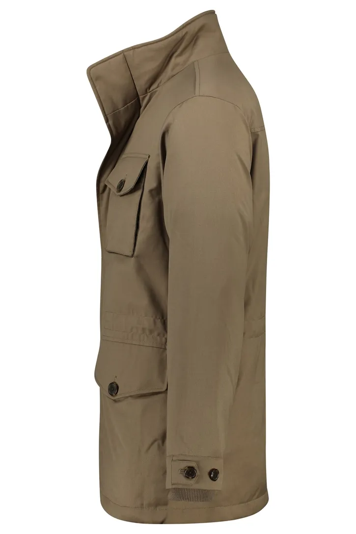 Gant winterjas camel effen rits + knoop normale fit dubbele borstzak