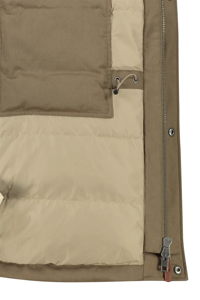 Gant halflange winterjas bruin effen rits + knoop normale fit
