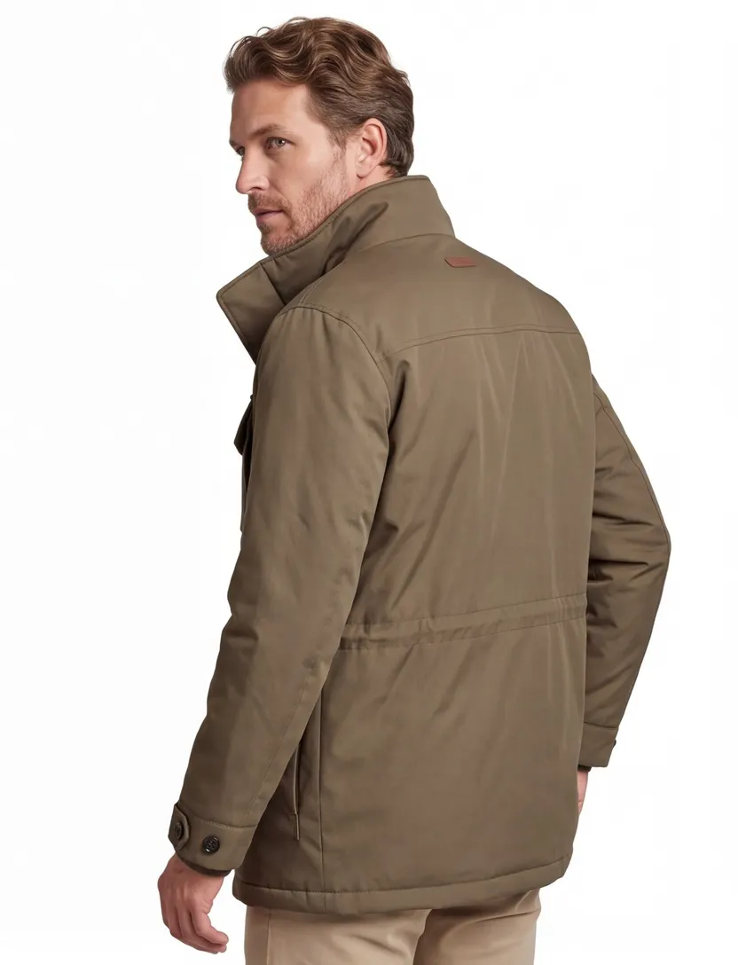 Gant winterjas camel effen rits + knoop normale fit dubbele borstzak