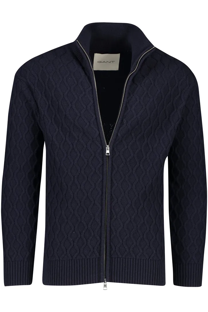 Gant vest opstaande kraag wol donkerblauw