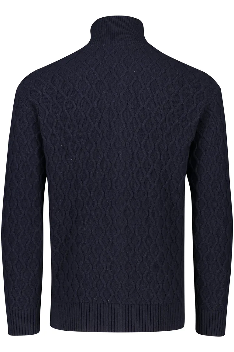 Gant vest donkerblauw structuur rits
